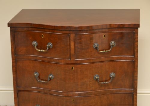 fig 3. Small Rich Mahogany Serpentine Shaped Victorian Antique Chest of Drawers