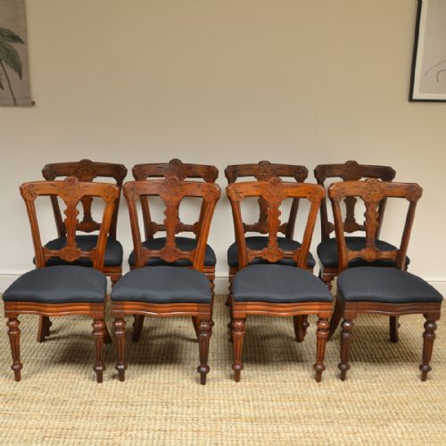 Set of 8 Victorian Walnut Reilly Antique Dining Chairs