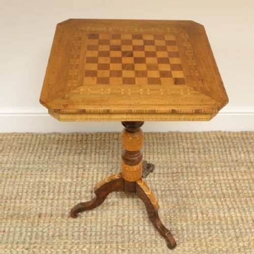 Unusual Antique Victorian Walnut Sorrento Chess Top Table
