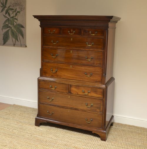 fig 3. Superb Georgian Mahogany Antique Chest on Chest