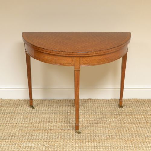 Spectacular Demi Lune Satinwood Victorian Antique Games Table