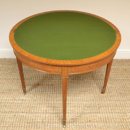 fig 1. Spectacular Demi Lune Satinwood Victorian Antique Games Table