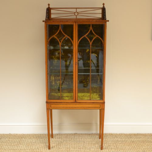 Spectacular Satinwood Victorian Antique Display Cabinet