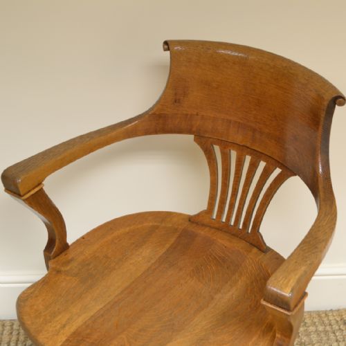 fig 1. Golden Oak Antique Victorian Swivel Office Chair