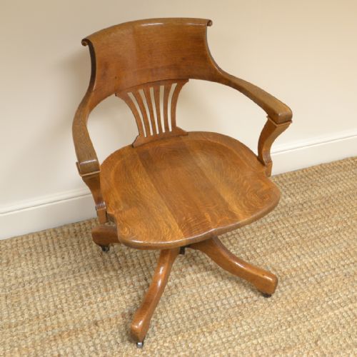 fig 2. Golden Oak Antique Victorian Swivel Office Chair