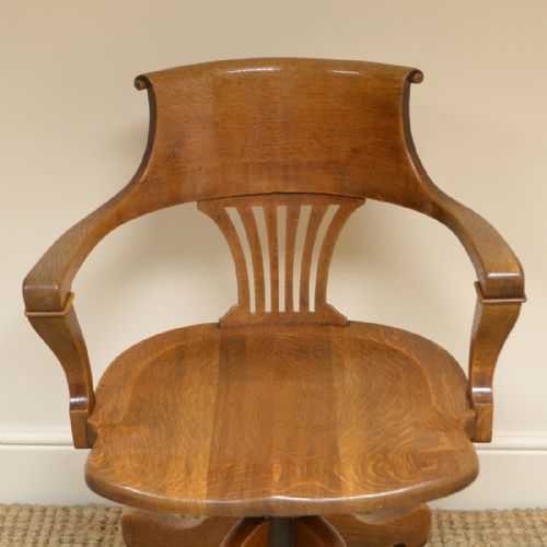 fig 3. Golden Oak Antique Victorian Swivel Office Chair
