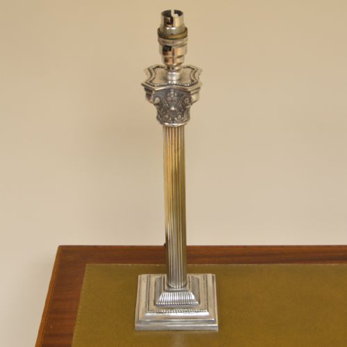 Small Edwardian Silver Plate Antique Lamp