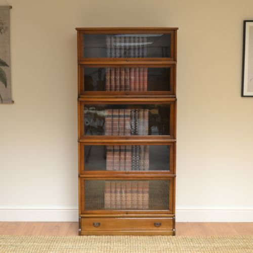 Tall Golden Oak Globe Wernicke Stacking Barristers Bookcase