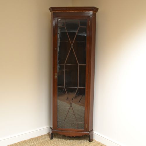 Tall Victorian Mahogany Floor Standing Antique Corner Cabinet