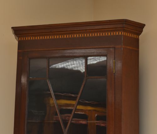 fig 3. Tall Victorian Mahogany Floor Standing Antique Corner Cabinet