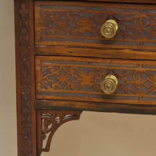 fig 1. Chippendale Design Edwardian Walnut Pair of Antique Bookcases