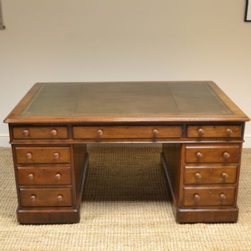 Large Victorian Mahogany Antique Partners Desk