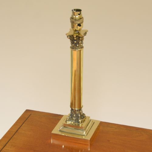 Small Vintage Corinthian Column Brass Lamp