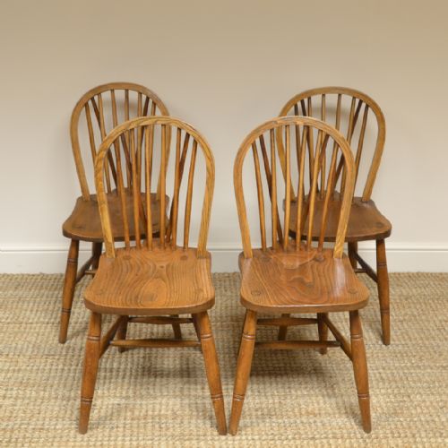 Four Country House Kitchen Elm Antique Windsor Chairs
