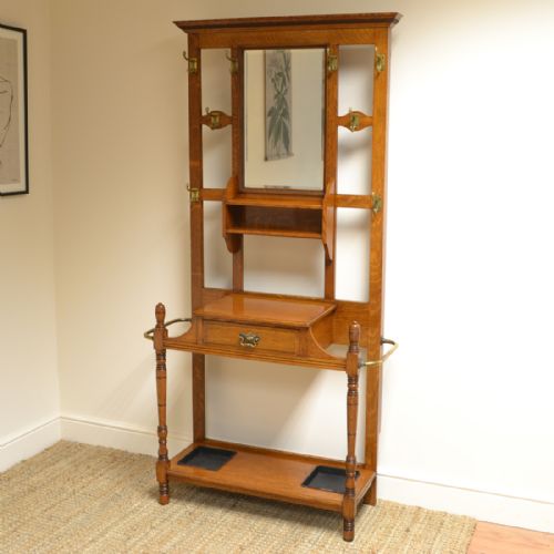 Quality Oak Arts & Crafts Victorian Antique Hall Stand