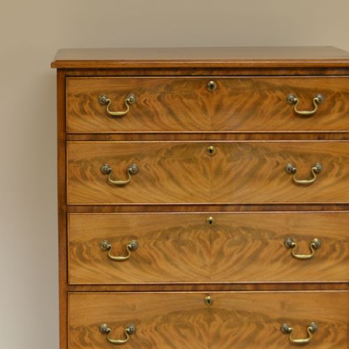 fig 1. Tall Slim Edwardian Golden Mahogany Antique Chest Of Drawers