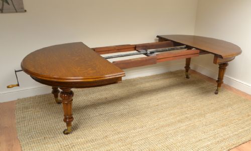 fig 2. Spectacular Large Victorian Warm Oak Antique Wind-Out Extending Dining Table