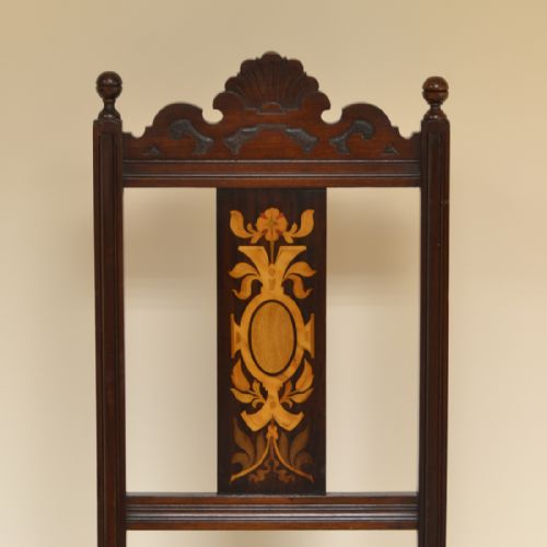 fig 2. Pair of Victorian Walnut Inlaid Antique Hall Chairs