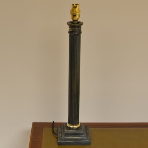 Large Vintage Bronzed Column Brass Lamp Base