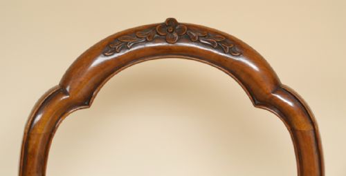 fig 1. Set of Six Victorian Walnut Antique Balloon Back Chairs