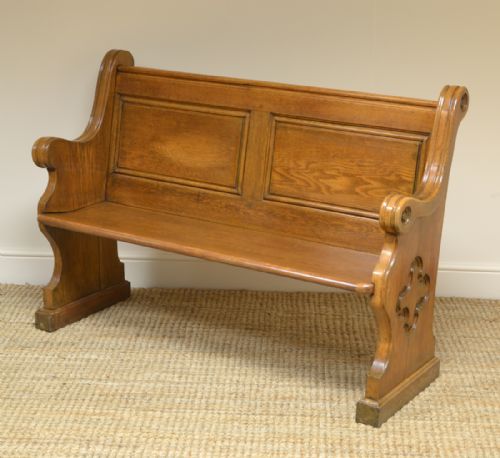 fig 2. Unusual Pair of Victorian Solid Oak Antique Benches