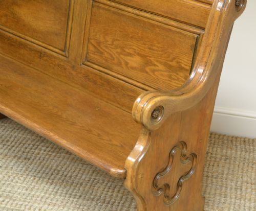 fig 3. Unusual Pair of Victorian Solid Oak Antique Benches
