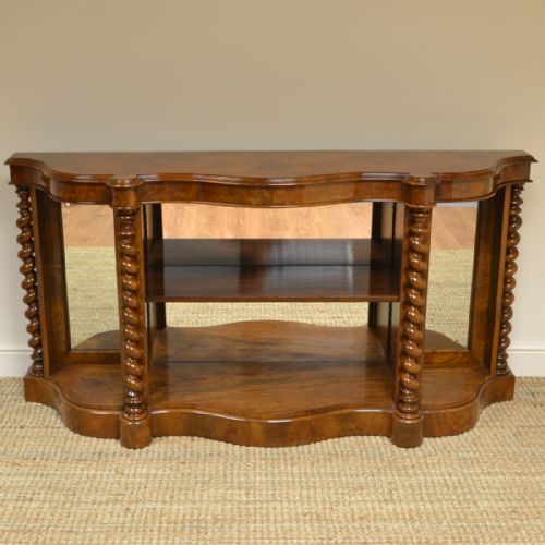 Spectacular Figured Walnut Victorian Display Bookcase Credenza