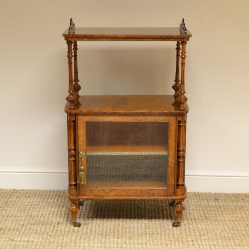 Spectacular Burr Walnut Victorian Antique Music Cabinet