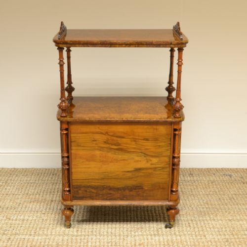 fig 1. Spectacular Burr Walnut Victorian Antique Music Cabinet