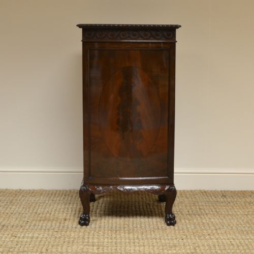 Quality Bow Fronted Edwardian Flamed Mahogany Antique Cabinet