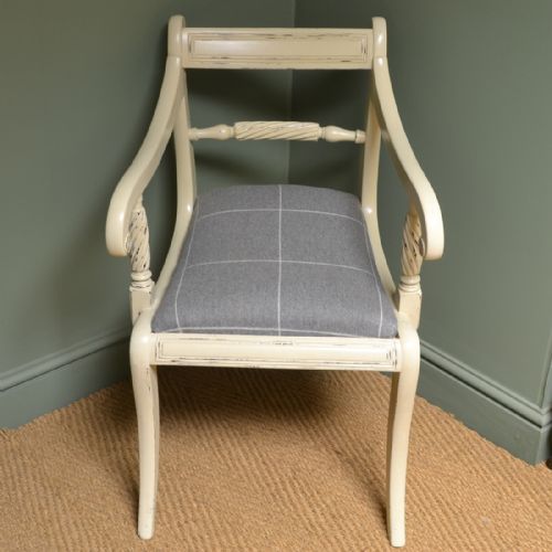 Regency Rope Twist Antique Painted Arm Chair / Desk Chair