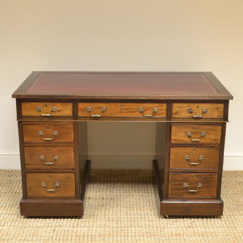 Fine Edwardian Walnut Leather Topped Writing Desk