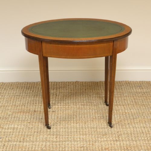 fig 1. Elegant Victorian Oval Mahogany Small Antique Writing Table