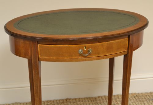 fig 3. Elegant Victorian Oval Mahogany Small Antique Writing Table