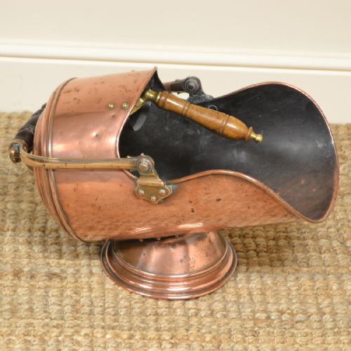 Unusual Copper Decorative Victorian Antique Coal Bucket