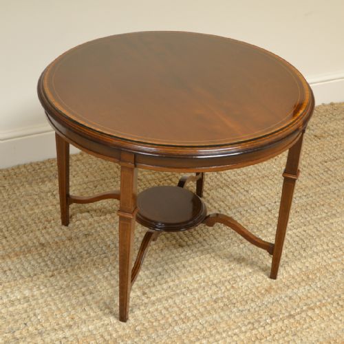Edwardian Inlaid Mahogany Antique Circular Coffee Table