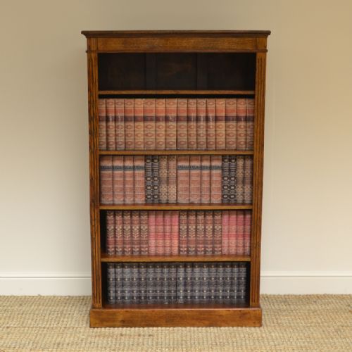Quality Tall Victorian Oak Antique Open Bookcase