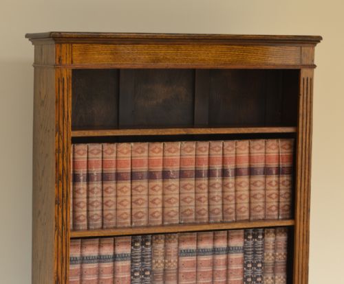 fig 3. Quality Tall Victorian Oak Antique Open Bookcase