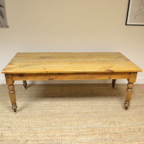 Large Victorian Pine Country Farm House Antique Kitchen Table