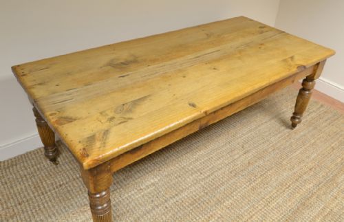 fig 2. Large Victorian Pine Country Farm House Antique Kitchen Table