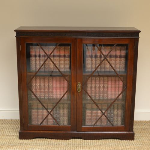 Quality Edwardian Maple & Co Walnut Antique Glazed Bookcase