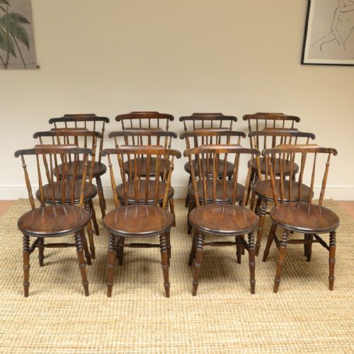 Unusual Twelve Country House Ibex Penny Windsor Antique Kitchen Chairs