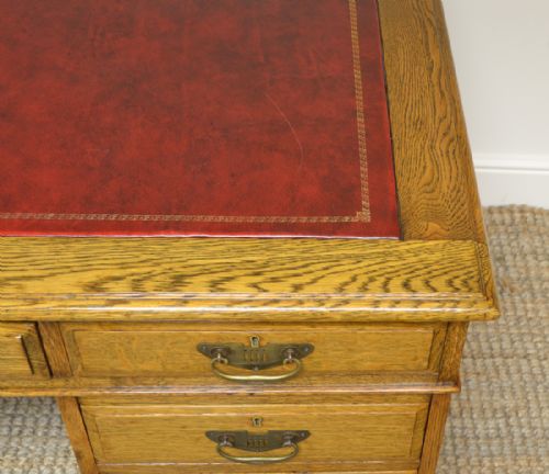 fig 2. Impressive Large Golden Oak Edwardian Office Antique Pedestal Desk