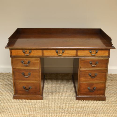 Charming Country House Victorian Walnut Antique Pedestal Desk