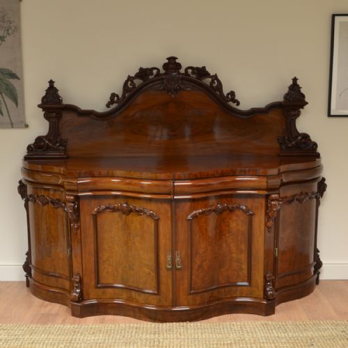 Magnificent Large Serpentine Fronted Antique Victorian Sideboard