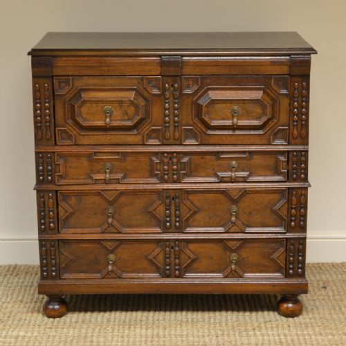 17th Century Period Oak Geometric Antique Chest of Drawers