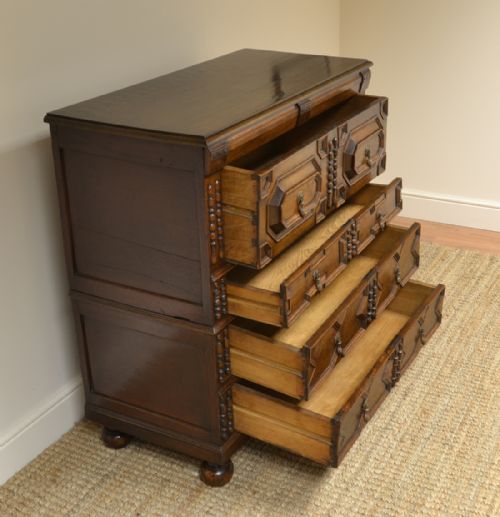 fig 1. 17th century Period Oak Geometric Antique Chest of Drawers