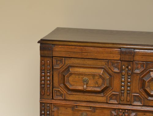 fig 2. 17th century Period Oak Geometric Antique Chest of Drawers