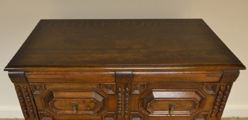 fig 3. 17th century Period Oak Geometric Antique Chest of Drawers