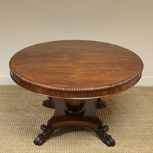 Spectacular Large William IV Figured Rosewood Antique Circular Dining Table